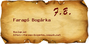 Faragó Bogárka névjegykártya