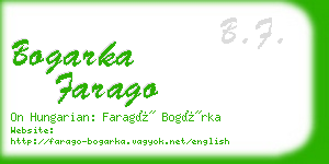 bogarka farago business card